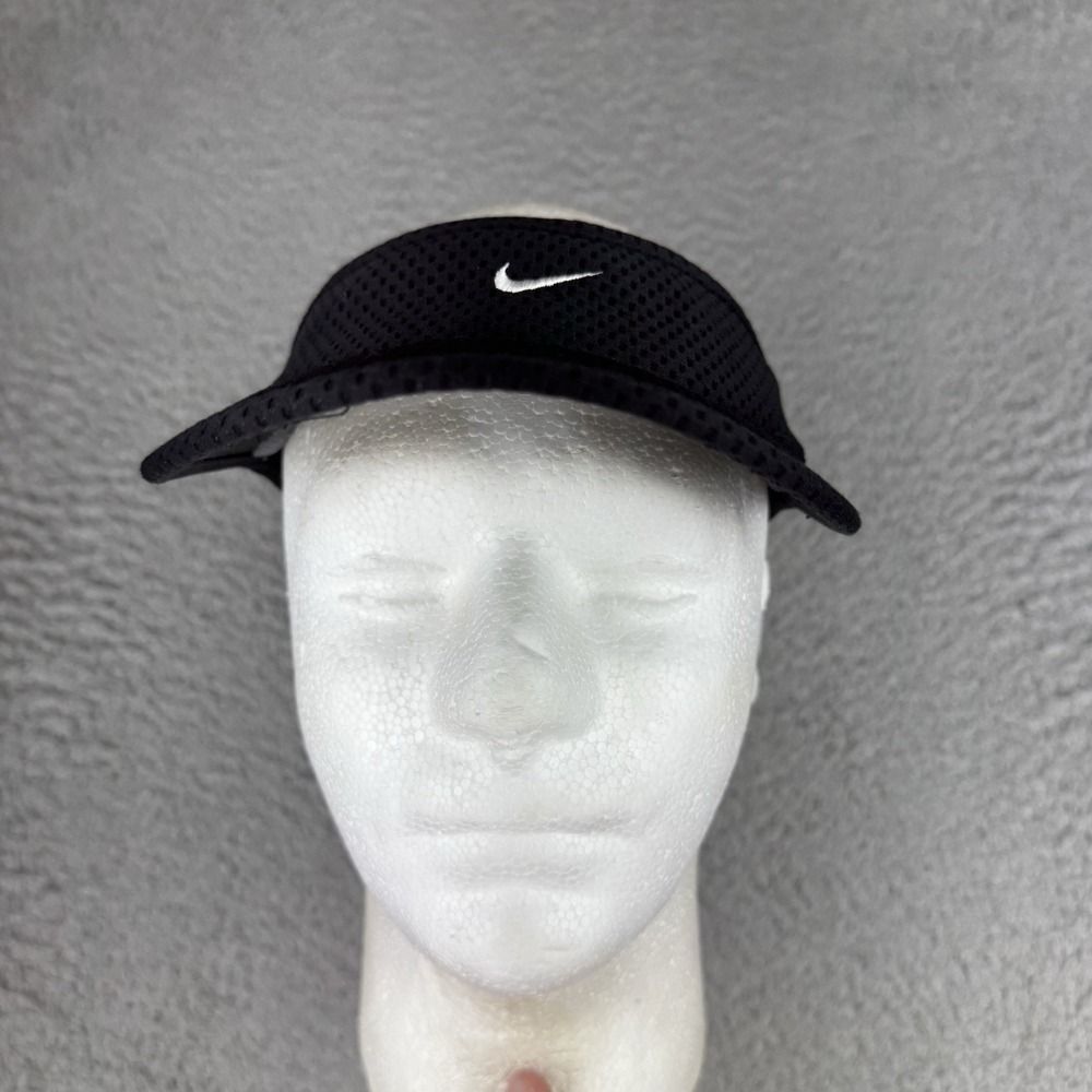 Vintage Nike Cap Hat Black Visor Mesh Performance Pickle Ball Tennis Athletic
